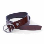 Dark Brown Leather O-Ring Belt with Silver Buckle