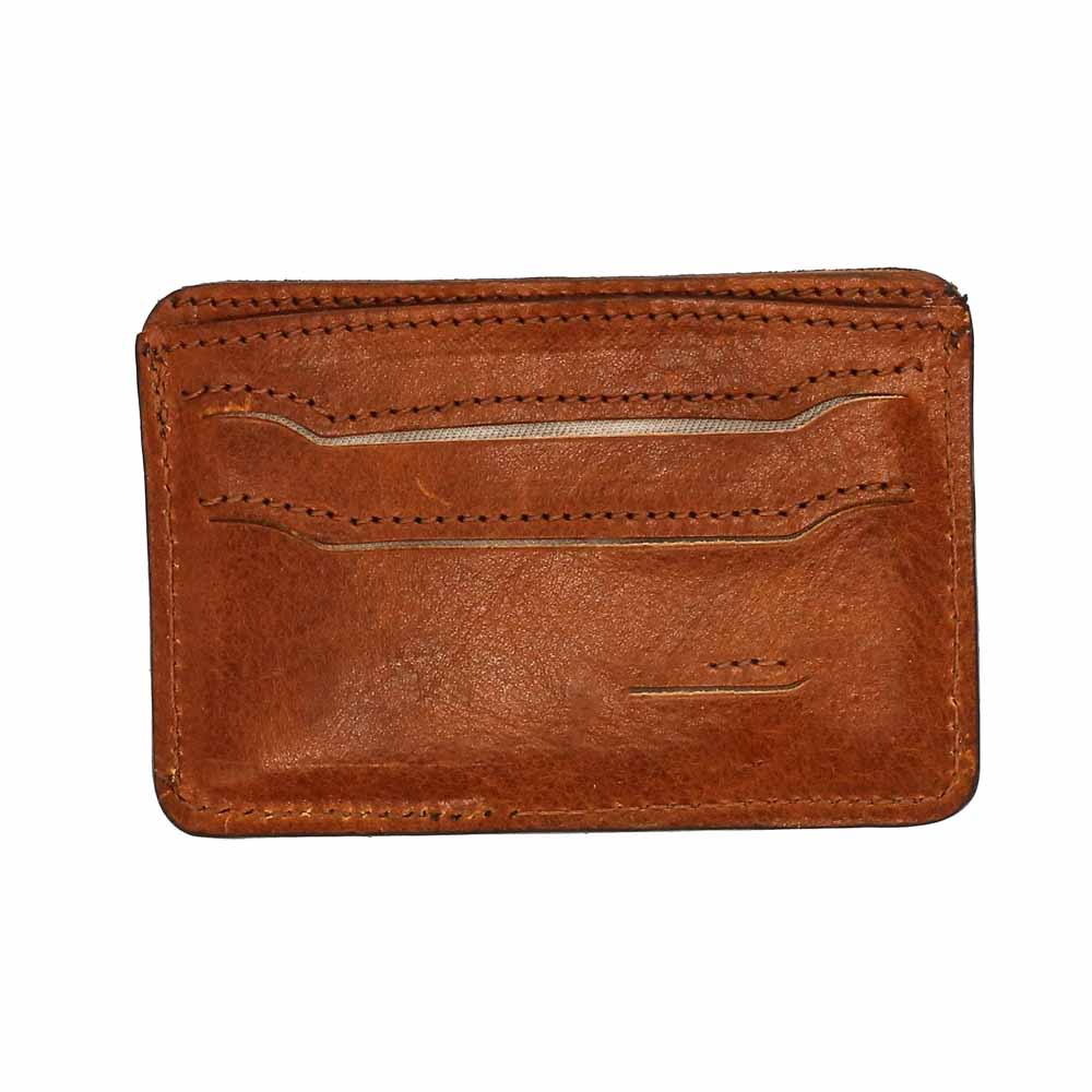 RFID Protected Rich Tan Leather Slim Card Holder Ultra-Slim Tan Leather RFID Card Holder - Image 1