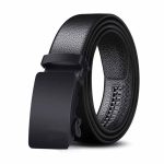 Black Leather Automatic Ratchet Belt for Men | Micro-Adjustable Fit